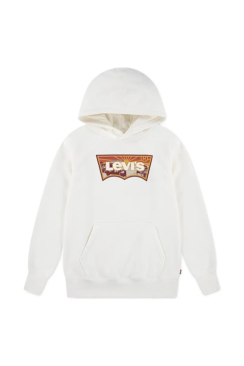 Дитяча кофта Levi's SUNRISE BATWING HOODIE колір бежевий з капюшоном з принтом 9EP038