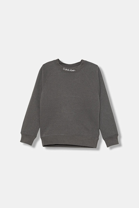 Dětská bavlněná mikina Calvin Klein Jeans šedá barva, s potiskem, IB0IB02599