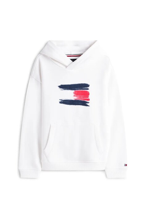 Дитяча кофта Tommy Hilfiger колір білий з капюшоном з принтом KB0KB10112