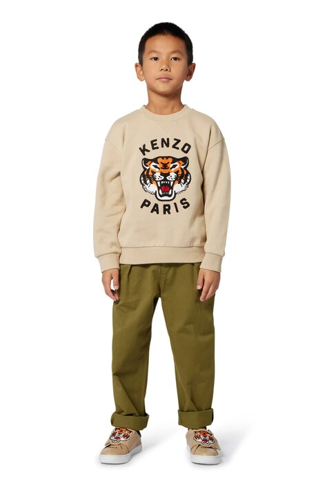 Kenzo Kids bluza bawełniana dziecięca kolor beżowy z aplikacją K61432