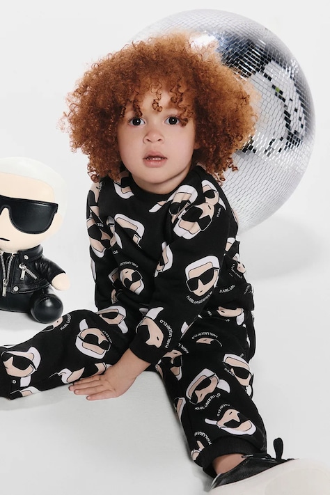 Karl Lagerfeld bluza bawełniana dziecięca kolor czarny wzorzysta Z30666
