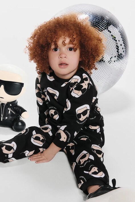 Karl Lagerfeld bluza bawełniana niemowlęca kolor czarny wzorzysta Z30666