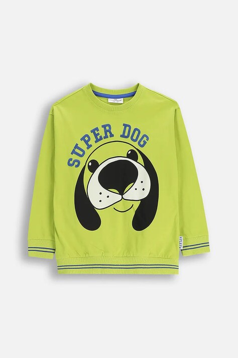 Coccodrillo bluza bawełniana dziecięca kolor zielony z nadrukiem ACADEMY BOY KIDS