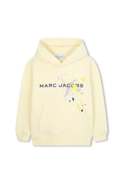 Παιδική βαμβακερή μπλούζα Marc Jacobs χρώμα: κίτρινο, με κουκούλα, W60632