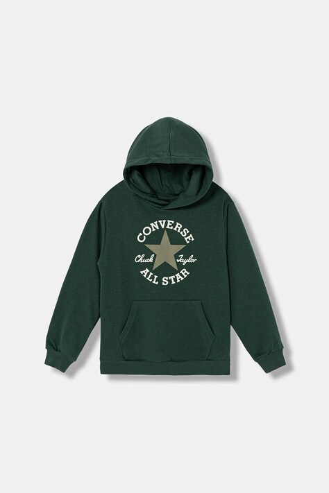 Converse bluza dziecięca kolor zielony z kapturem z nadrukiem 9CH002