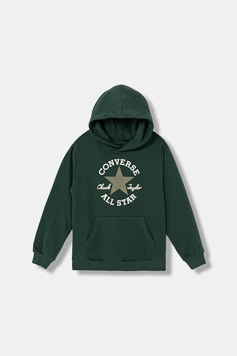 Converse bluza copii culoarea verde, cu glugă, cu imprimeu, 9CH002