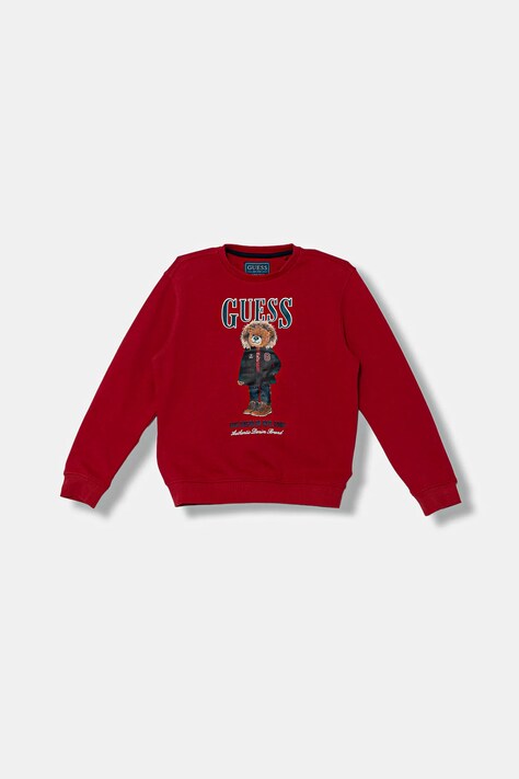 Guess bluza bawełniana dziecięca kolor czerwony z nadrukiem L5BQ07 KAD74