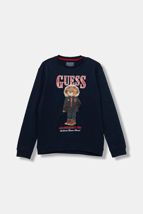 Guess bluza bawełniana dziecięca kolor granatowy z nadrukiem L5BQ07 KAD74
