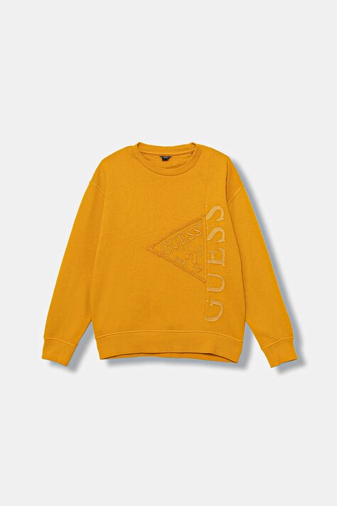 Guess bluza bawełniana dziecięca kolor żółty z aplikacją L5BQ08 KAD74