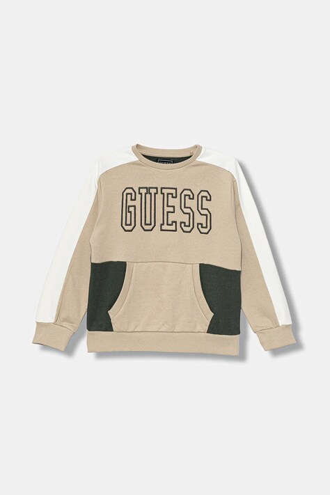 Guess bluza bawełniana dziecięca kolor beżowy wzorzysta N5BQ01 KAX74