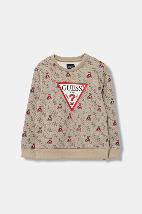 Guess bluza bawełniana dziecięca kolor beżowy wzorzysta N5BQ05 KAD74