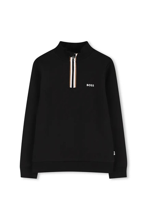 BOSS bluza dziecięca kolor czarny gładka J52359