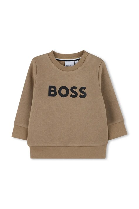 BOSS bluza niemowlęca kolor brązowy z nadrukiem J52458