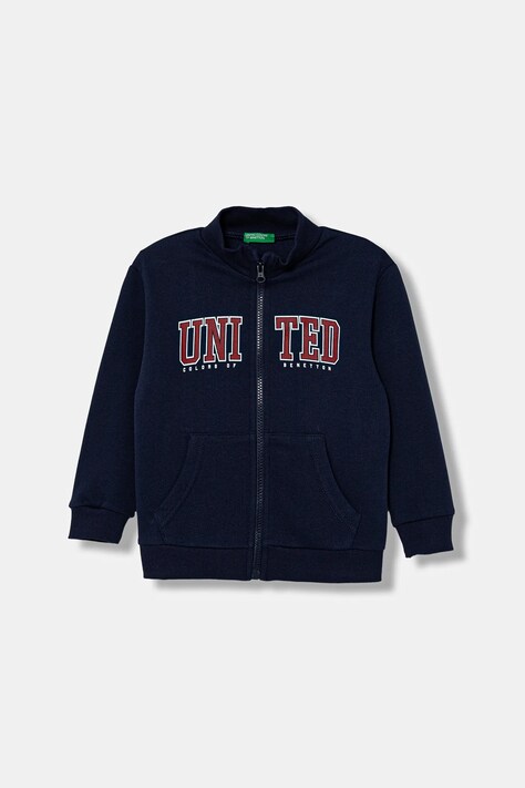 United Colors of Benetton bluza bawełniana dziecięca kolor granatowy z nadrukiem 3J70G5033