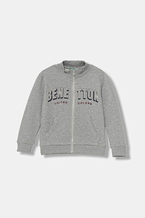 United Colors of Benetton bluza bawełniana dziecięca kolor szary z nadrukiem 3J70G503X