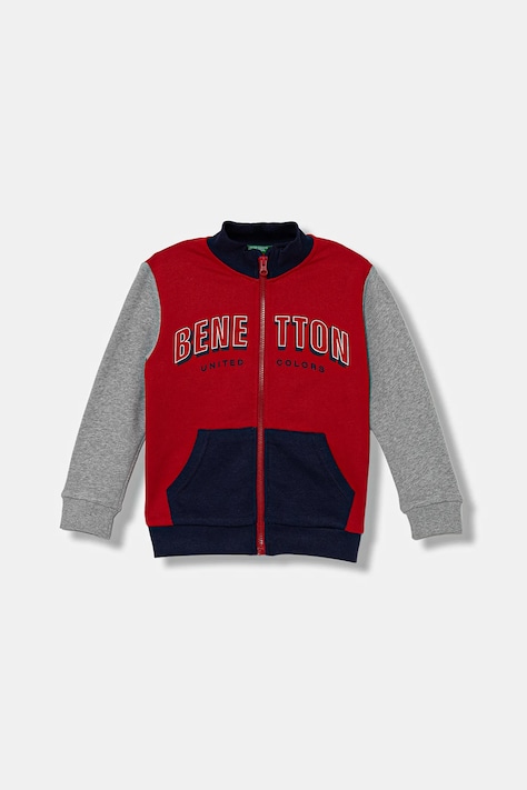 United Colors of Benetton bluza bawełniana dziecięca kolor czerwony z nadrukiem 3J70G503X