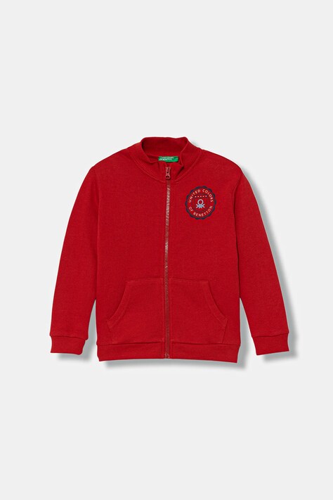 United Colors of Benetton bluza bawełniana dziecięca kolor czerwony z nadrukiem 3J70G503X
