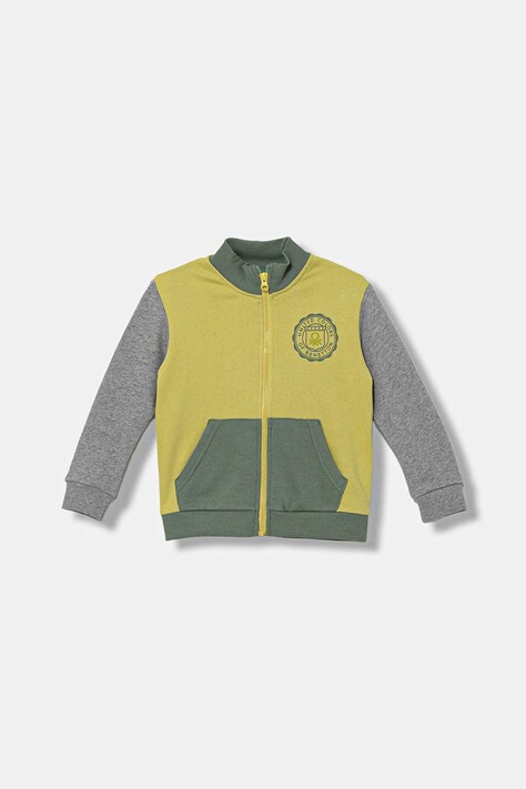 United Colors of Benetton bluza bawełniana dziecięca kolor zielony z nadrukiem 3J70G503X