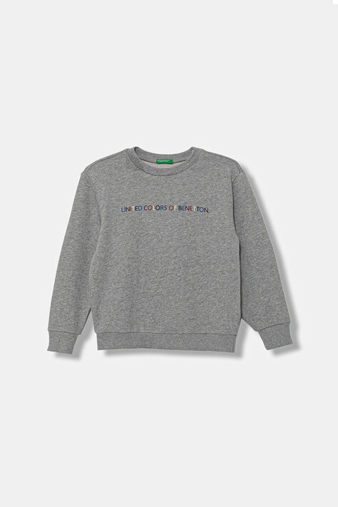 United Colors of Benetton bluza bawełniana dziecięca kolor szary z nadrukiem 3J68C10PZ