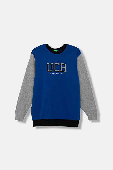 United Colors of Benetton bluza bawełniana dziecięca kolor niebieski z nadrukiem 3J68C10PZ