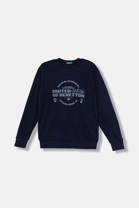 United Colors of Benetton bluza bawełniana dziecięca kolor granatowy z nadrukiem 3J68C10PZ