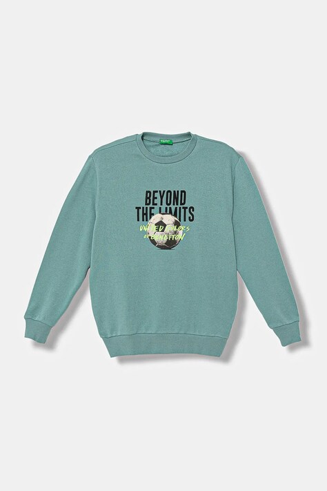 United Colors of Benetton hanorac de bumbac pentru copii culoarea turcoaz, uni, 3J68C10QK