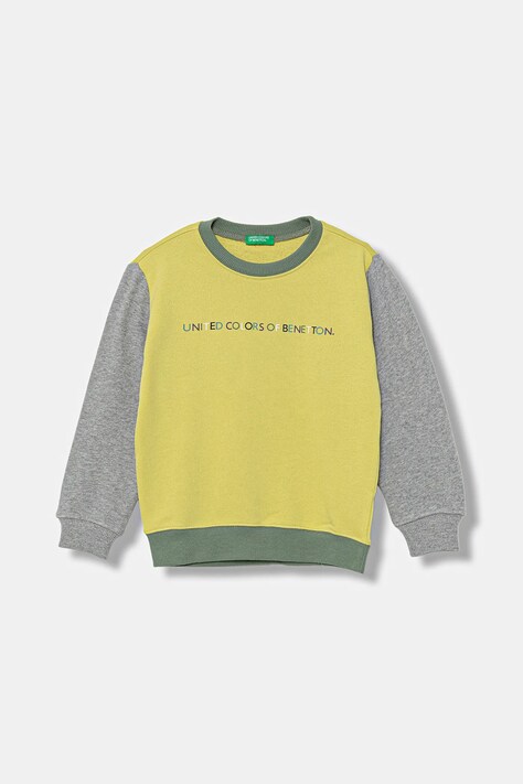 United Colors of Benetton bluza bawełniana dziecięca kolor żółty z nadrukiem 3J70G10JY