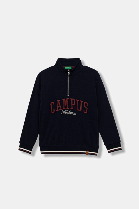 United Colors of Benetton bluză copii culoarea bleumarin, uni, 32N4C10PS