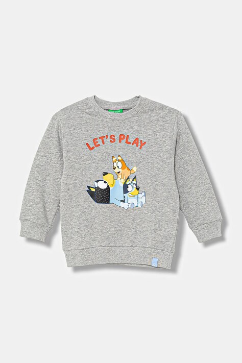 United Colors of Benetton bluza bawełniana dziecięca kolor szary wzorzysta 3J70G10KF