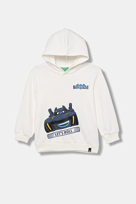 United Colors of Benetton felpa in cotone bambino/a colore bianco con cappuccio 3UNIG2016