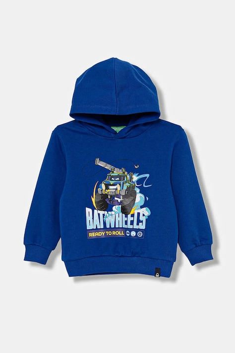 Dětská bavlněná mikina United Colors of Benetton modrá barva, s kapucí, vzorovaná, 3UNIG2016