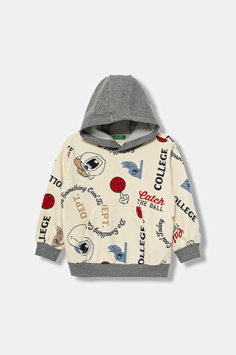 United Colors of Benetton felpa per bambini colore beige con cappuccio 3X7YG2017