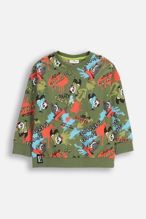 Coccodrillo bluza kolor zielony wzorzysta SPORTS BOY KIDS