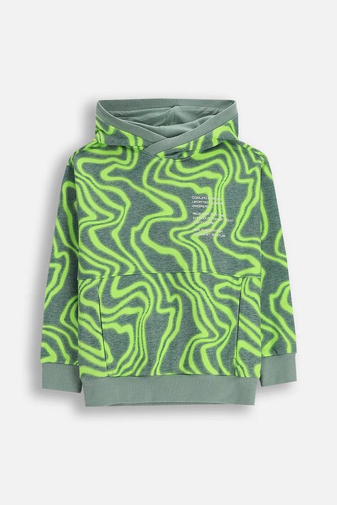 Coccodrillo bluza dziecięca kolor zielony z kapturem wzorzysta X-RAY VISION BOY JUNIOR