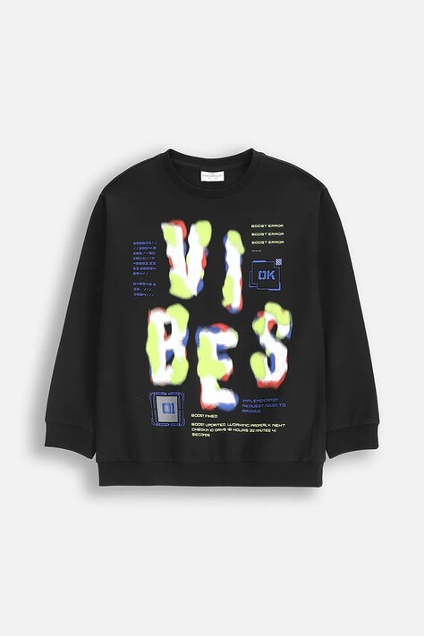 Coccodrillo bluza z bawełną dziecięca kolor czarny z nadrukiem X-RAY VISION BOY JUNIOR