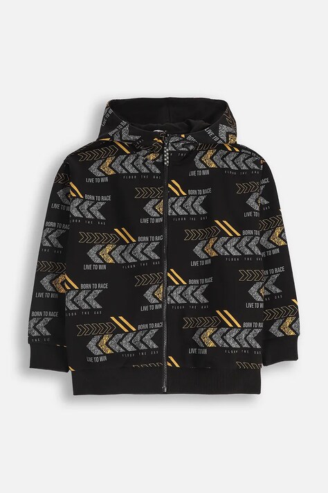 Coccodrillo bluza dziecięca kolor czarny z kapturem z nadrukiem CITY RACING BOY JUNIOR