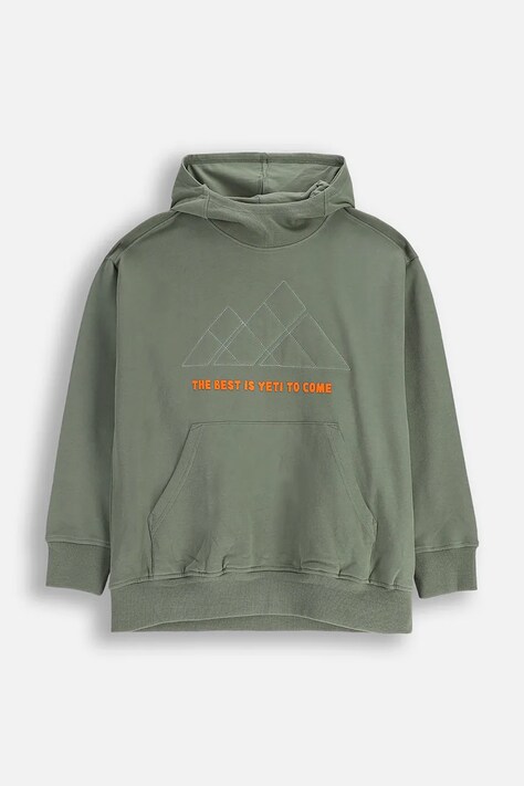 Coccodrillo bluza bawełniana dziecięca kolor zielony gładka YETI BOY JUNIOR