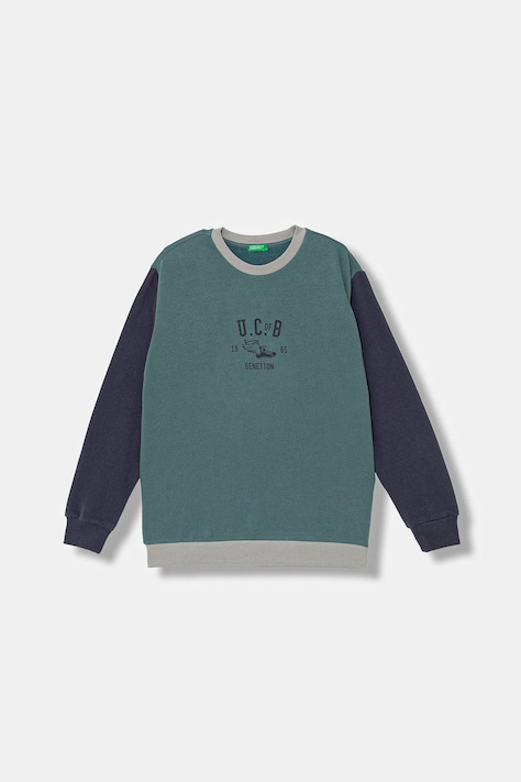 United Colors of Benetton bluza dziecięca kolor turkusowy z nadrukiem 3EB5C10R5