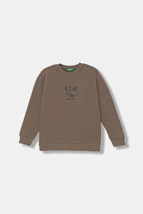 United Colors of Benetton bluza dziecięca kolor brązowy z nadrukiem 3EB5C10R5