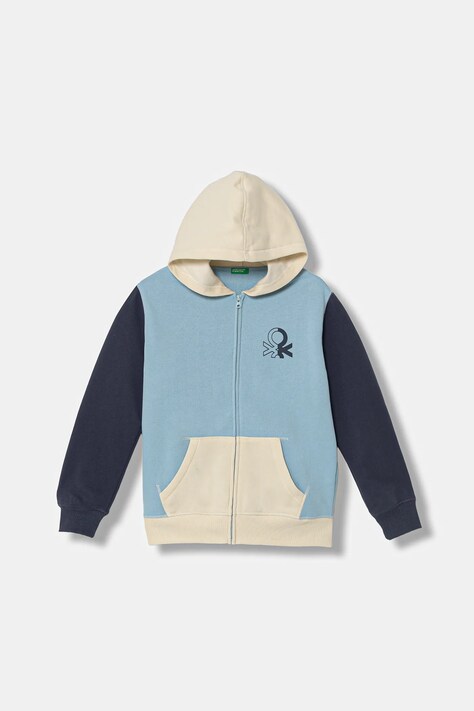 Παιδική μπλούζα United Colors of Benetton χρώμα: μπλε, με κουκούλα, 3EB5C505L