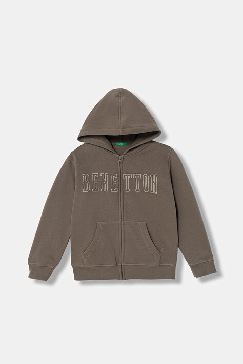 Παιδική μπλούζα United Colors of Benetton χρώμα: καφέ, με κουκούλα, 3EB5C505L