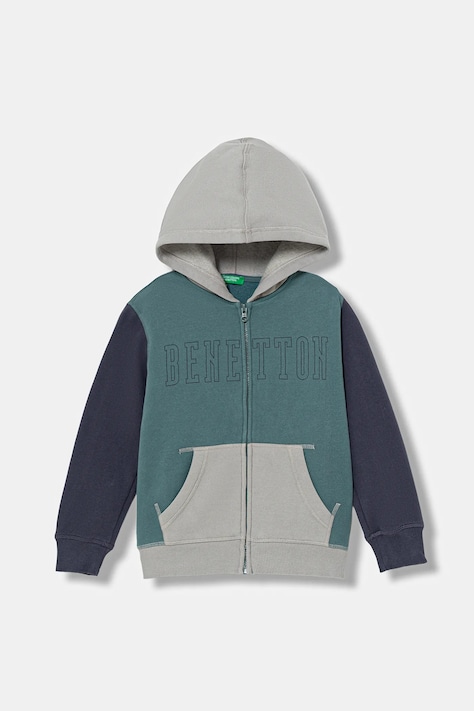 United Colors of Benetton bluza dziecięca kolor multicolor z kapturem z nadrukiem 3EB5C505L