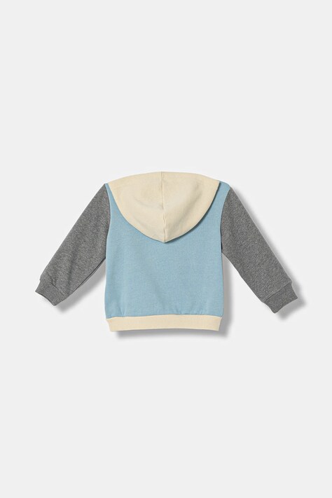 United Colors of Benetton bluza dziecięca kolor niebieski z kapturem z nadrukiem 3EB5G5043