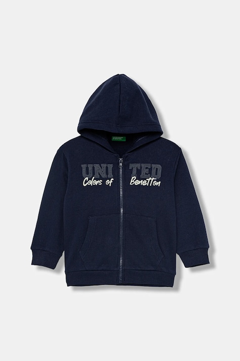 United Colors of Benetton felpa per bambini colore blu navy con cappuccio 3EB5G5043