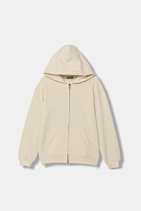 United Colors of Benetton bluza dziecięca kolor beżowy z kapturem gładka 3J73C505N