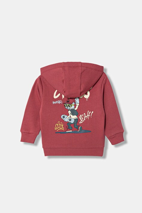 Παιδική μπλούζα United Colors of Benetton χρώμα: κόκκινο, με κουκούλα, 3J73G5046
