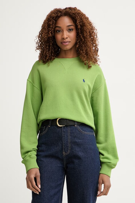 Bavlněná mikina Polo Ralph Lauren dámská, fialová barva, hladká, 211971690