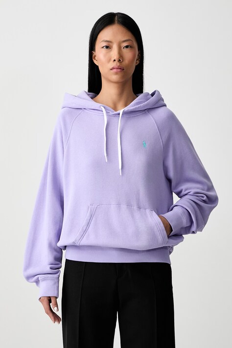 Polo Ralph Lauren hanorac cu glugă pentru femei cu bumbac violet 211971691