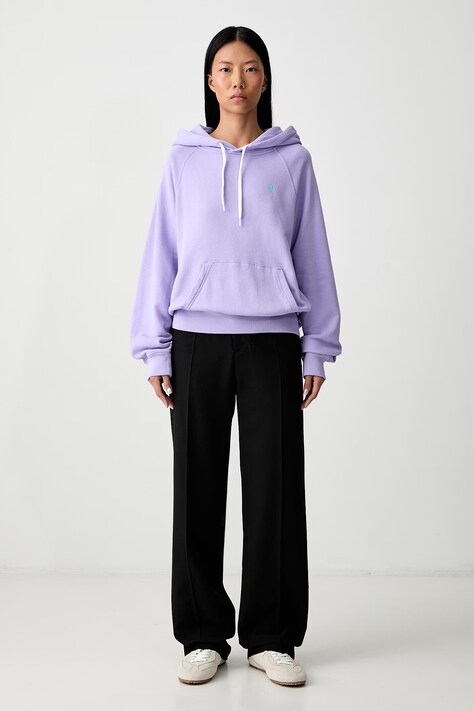 Polo Ralph Lauren kapucnis melegítőfelső női pamuttal lila 211971691