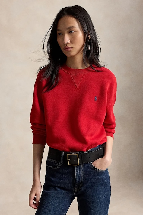 Polo Ralph Lauren felpa da donna con cotone rossa 211971697